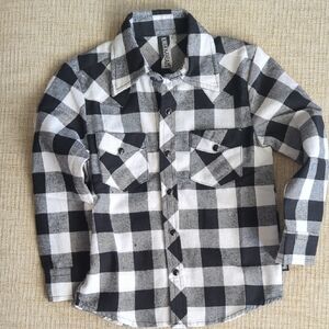 New Toddler Boys Knuckleheads Black And White Snap Closure Flannerl